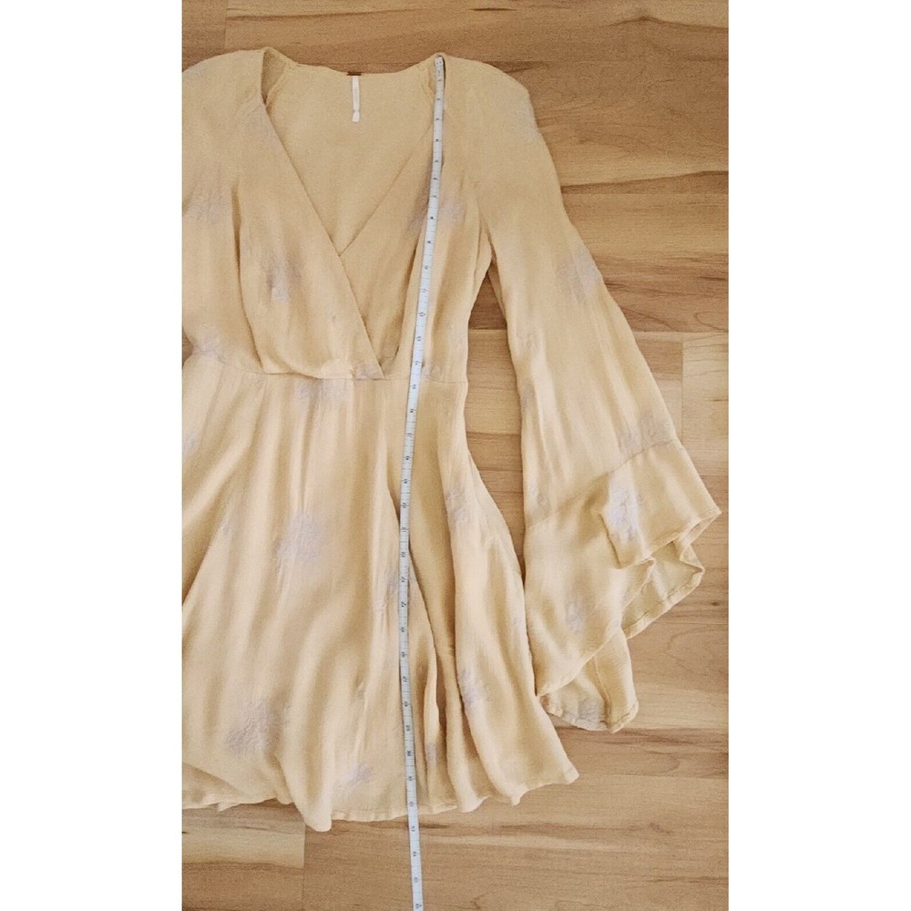 Free People Jasmine Bohemian Light Yellow Embroidered Mini Dress Sz  0  XS - Picture 10 of 12